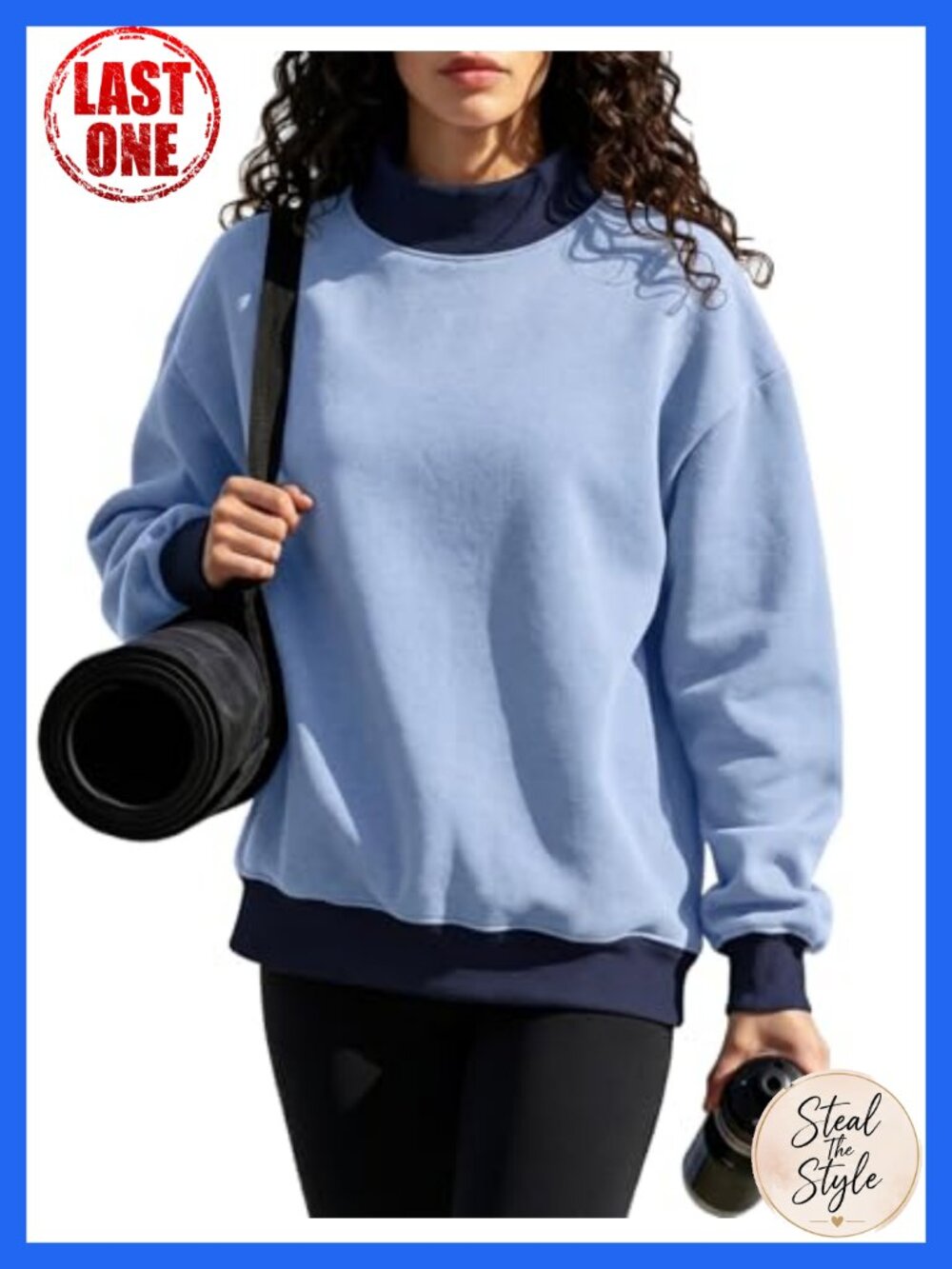 Mock Neck Sweatshirt Women Oversized Fleece Lined Cotton Blend Pullover